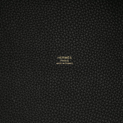 Hermes Taurillon Clemence Casaque Picotin Lock 22 MM Vert Cypres Bleu Nuit Black 6 of 13
