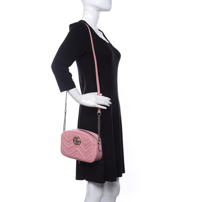 Gucci Calfskin Matelasse Small GG Marmont Chain Shoulder Bag Wild Rose 2 of 10