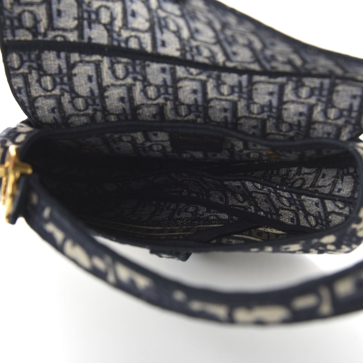 Oblique Embroidered Saddle Bag Blue