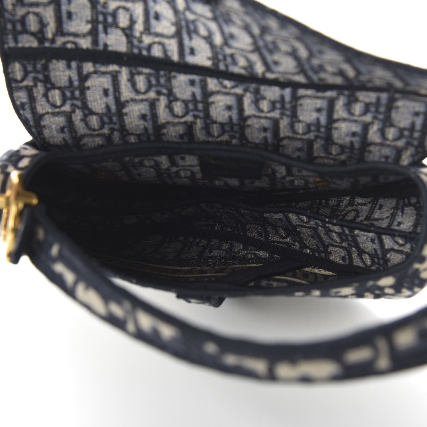 Christian Dior Oblique Embroidered Saddle Bag Blue 5 of 9