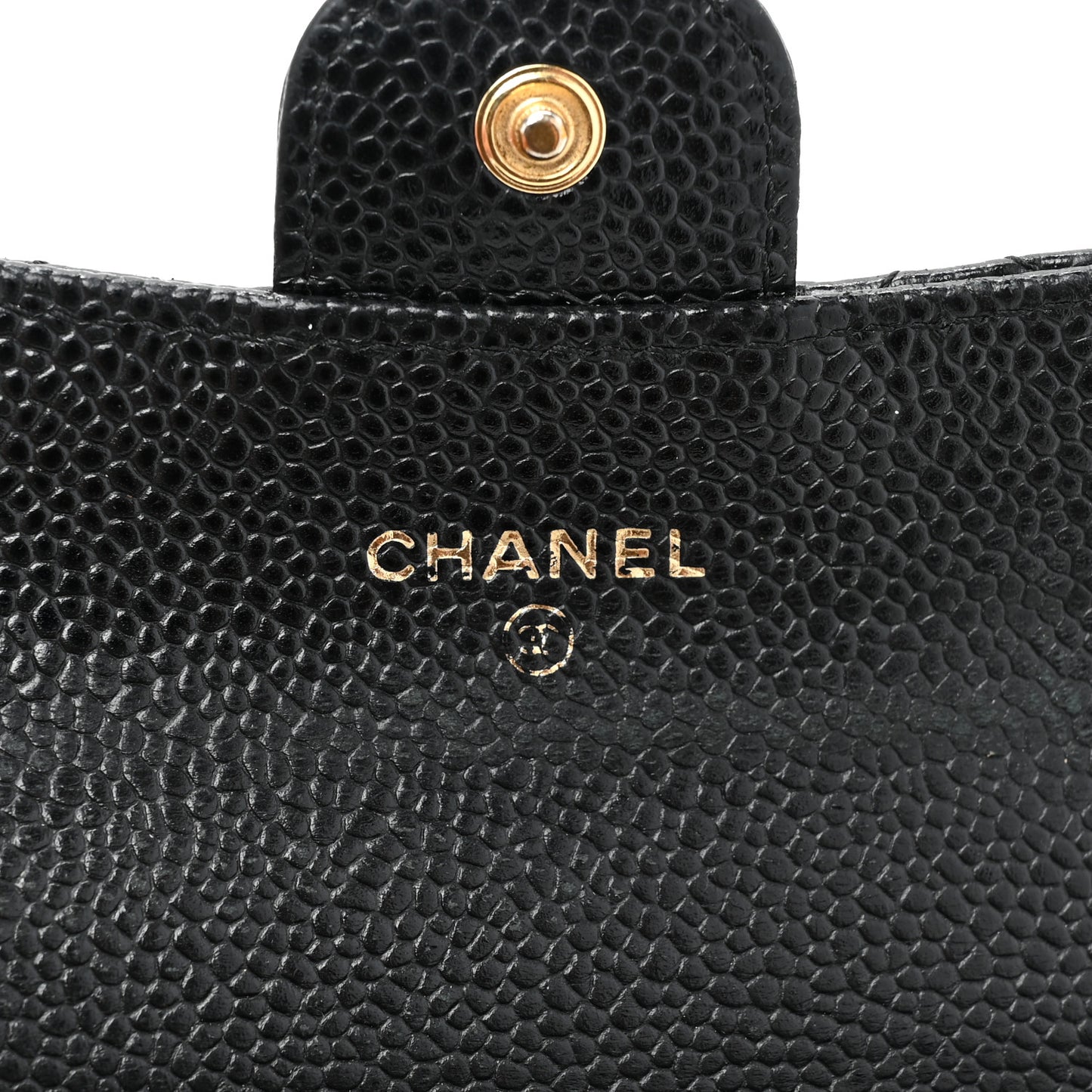 Caviar Quilted Flap Card Holder Wallet Black