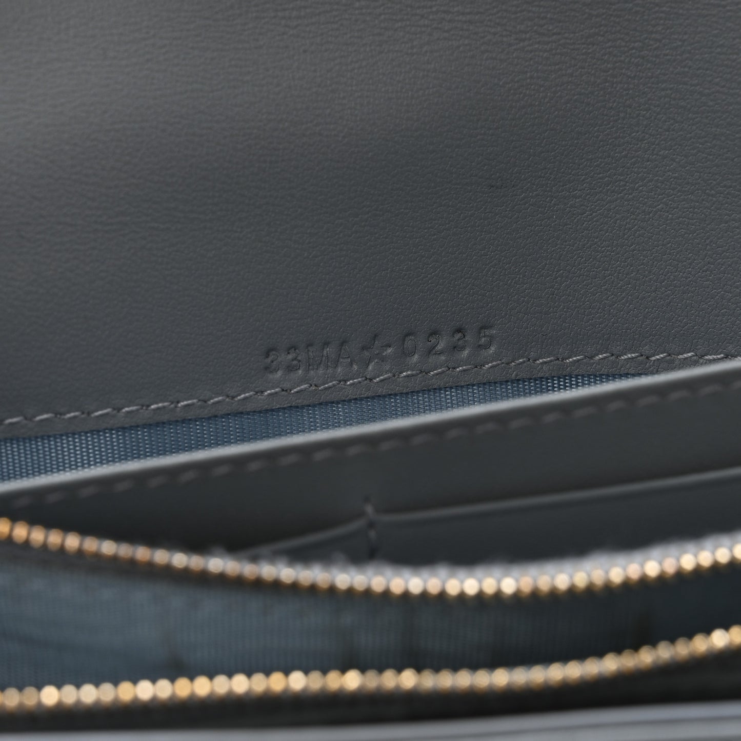 Supple Calfskin Cannage Caro Orchid Long Wallet Cloud Blue