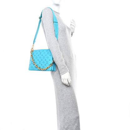 Louis Vuitton Lambskin Embossed Monogram Coussin PM Turquoise 2 of 11