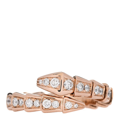 Bulgari 18K Rose Gold Diamond Serpenti Viper Pave Ring S 1 of 5