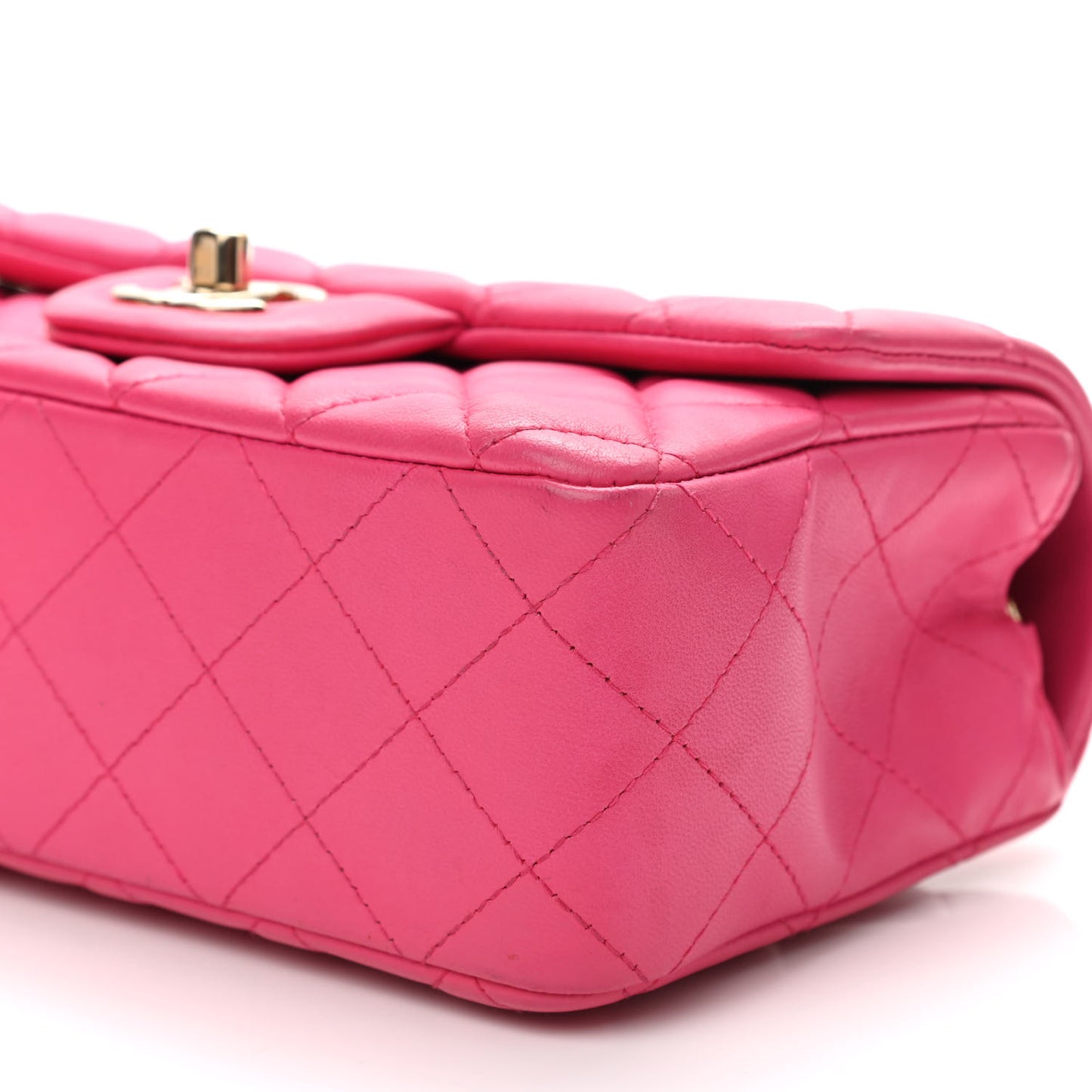 Lambskin Quilted Mini Rectangular Flap Fuchsia