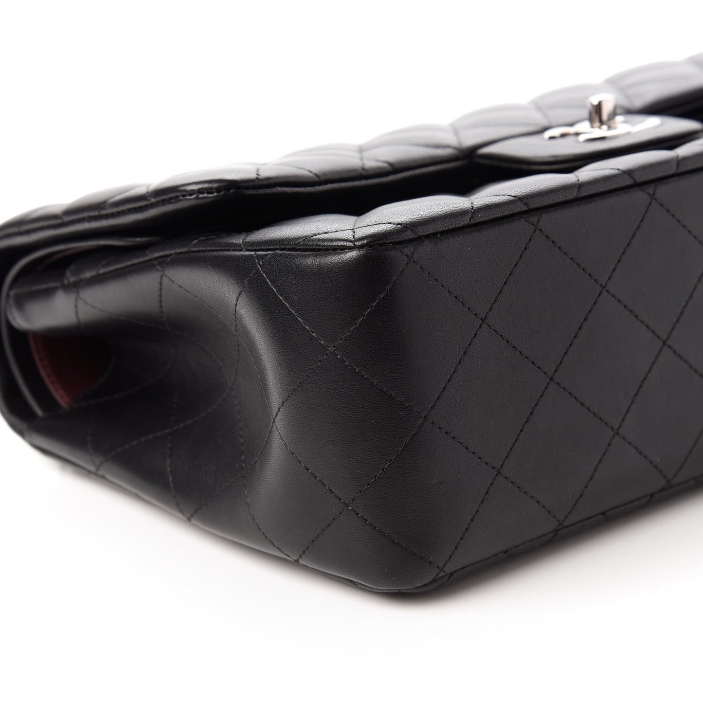 Lambskin Quilted Jumbo Double Flap Black