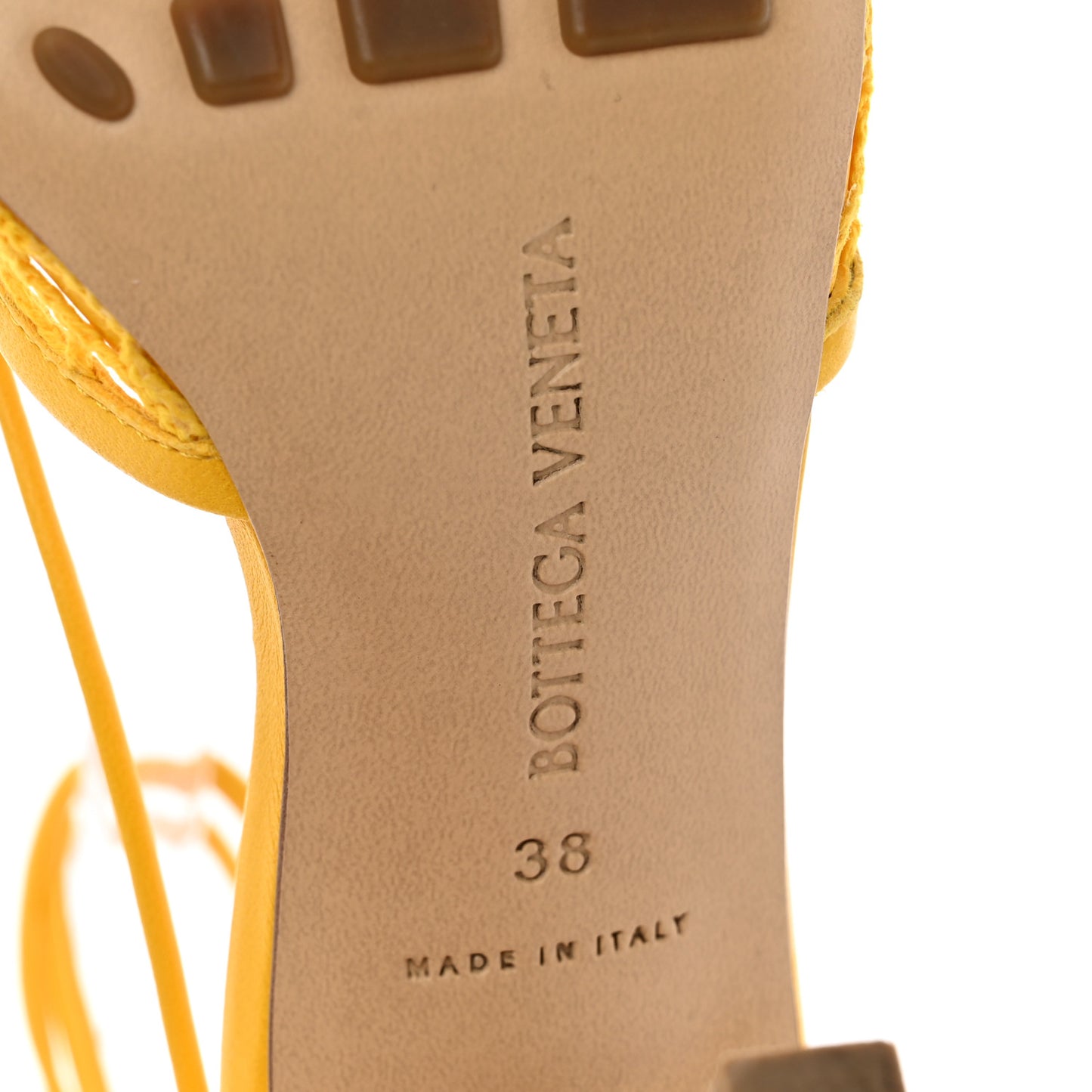 Mesh Nappa Stretch Ankle Tie Sandals 38 Egg Yolk 38