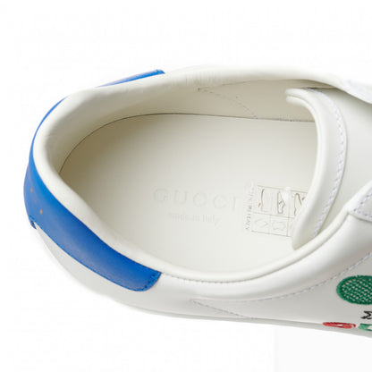 Gucci Calfskin Miro Soft Tennis Embroidered Womens Ace Sneakers 38.5 White Rio Blue 7 of 9