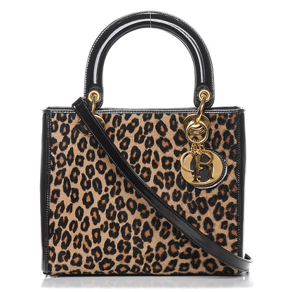 Christian Dior Patent Pony Hair Leopard Print Medium Lady Dior 1 of 6