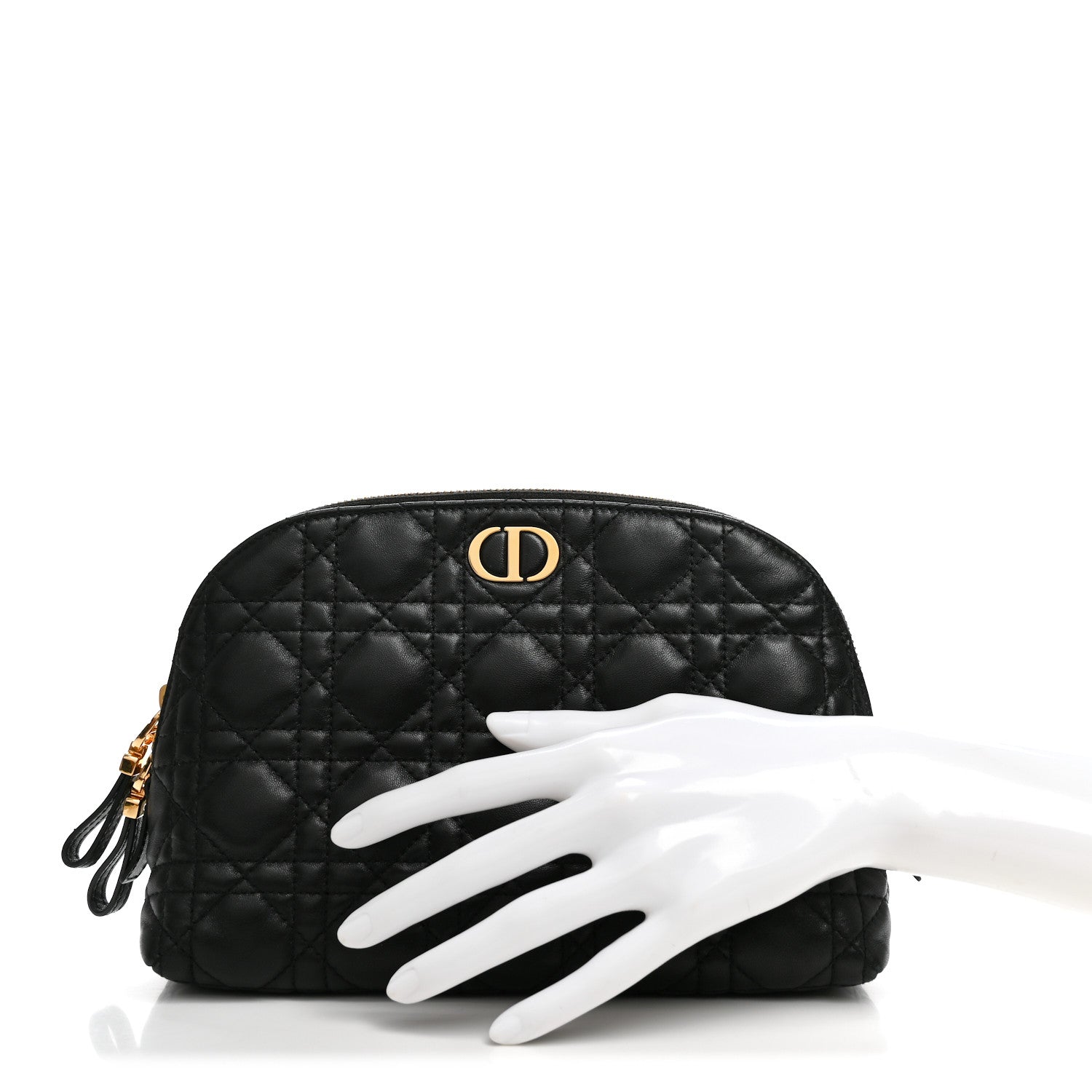 Christian Dior Lambskin Cannage Caro Beauty Pouch Black 2 of 7