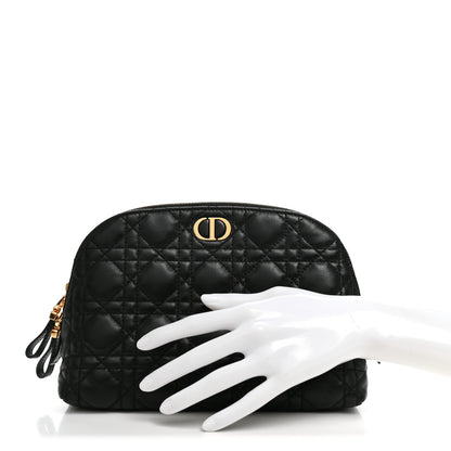 Christian Dior Lambskin Cannage Caro Beauty Pouch Black 2 of 7
