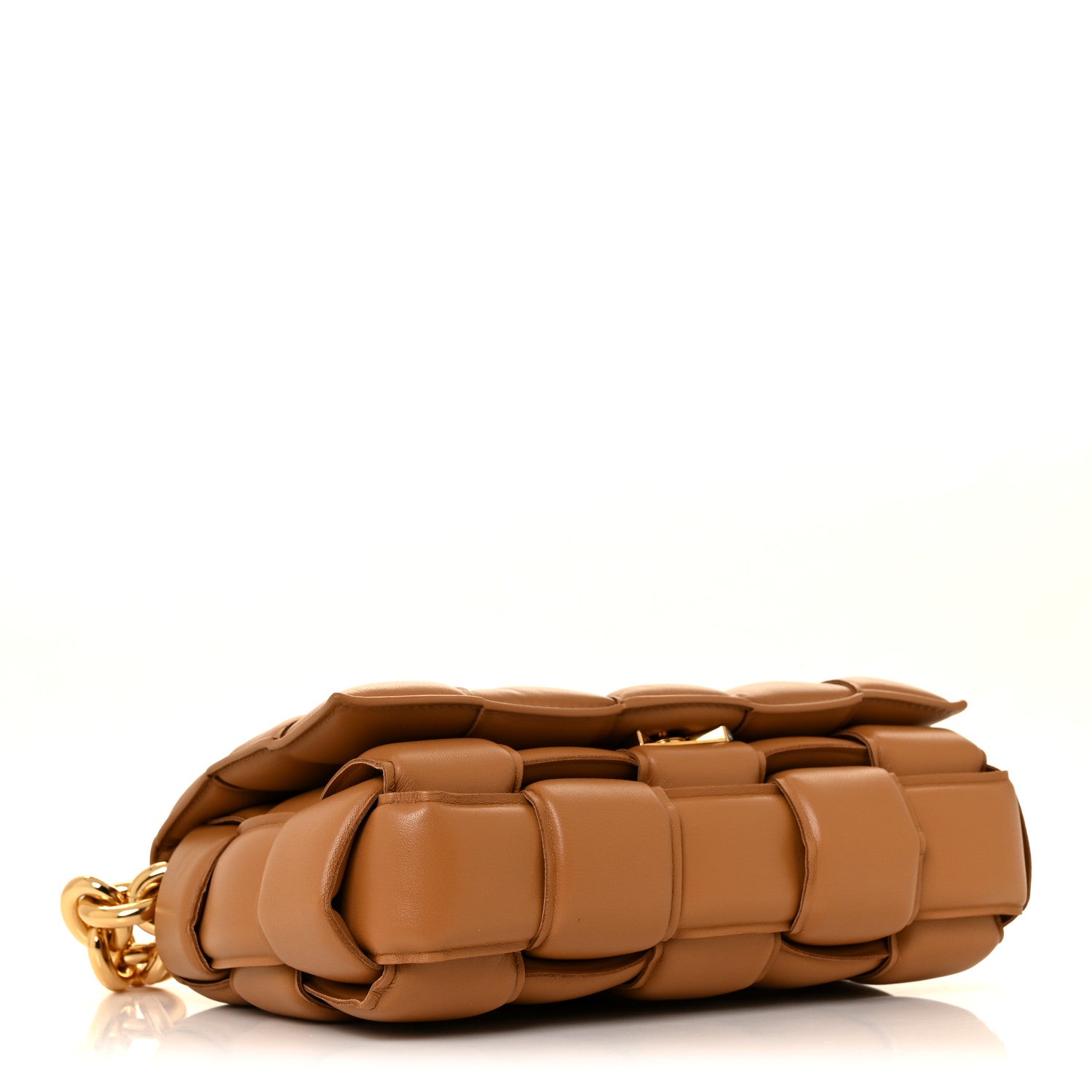 Bottega Veneta Lambskin Maxi Intreccio Padded Chain Cassette Crossbody Bag Caramel 4 of 8