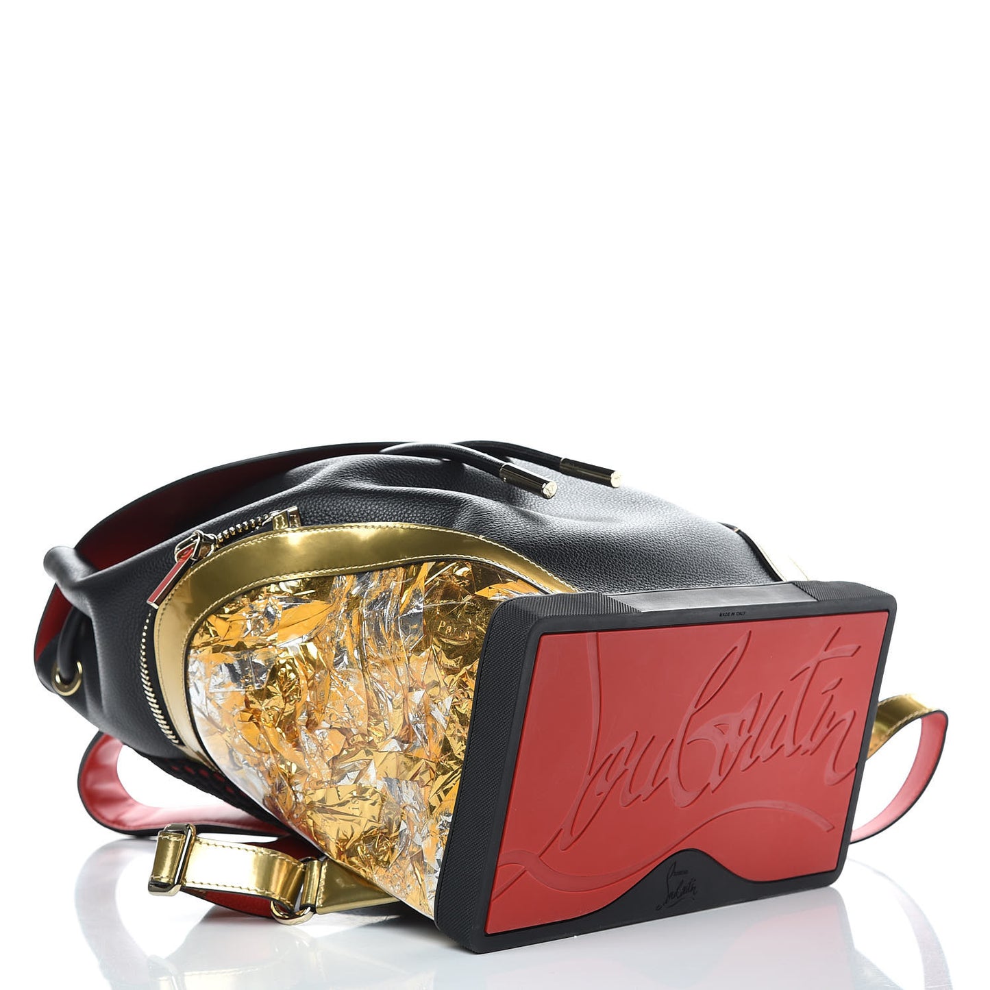 Calfskin PVC Explorafunk Backpack Gold Black