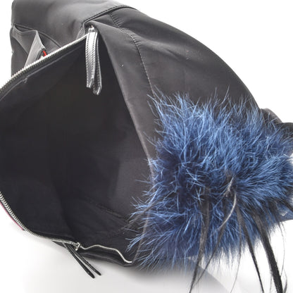 Fendi Nylon Vitello Fox Goat Fur Monster Eyes Backpack Black Multicolor Sky 5 of 7