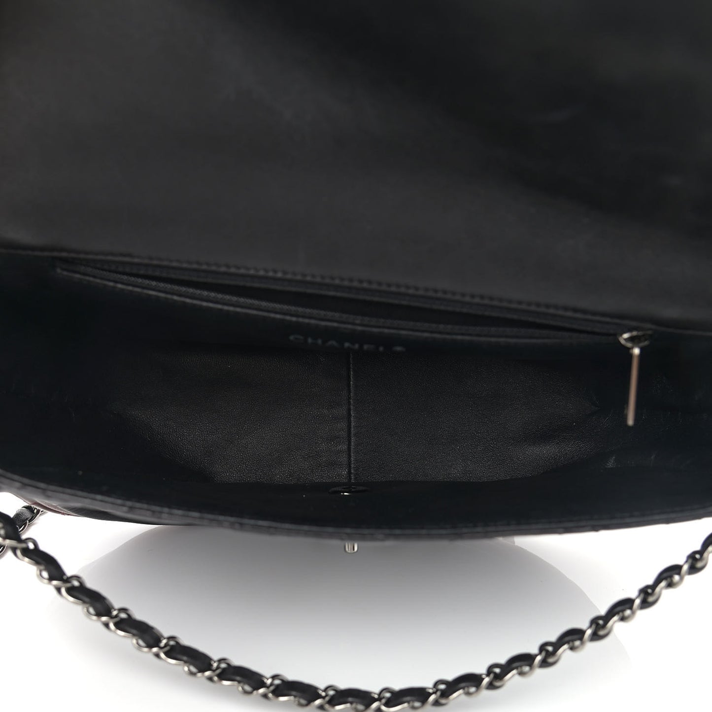 Lambskin Quilted Large Classic Twist Crescent Flap Black Burgundy