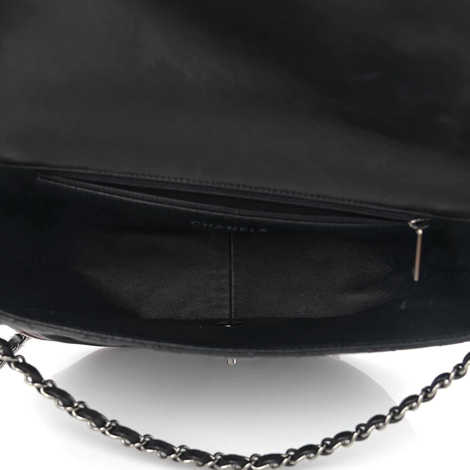 Chanel Lambskin Quilted Large Classic Twist Crescent Flap Black Burgundy 5 of 10