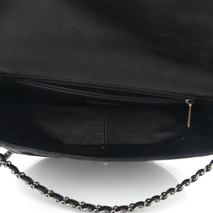 Chanel Lambskin Quilted Large Classic Twist Crescent Flap Black Burgundy 5 of 10