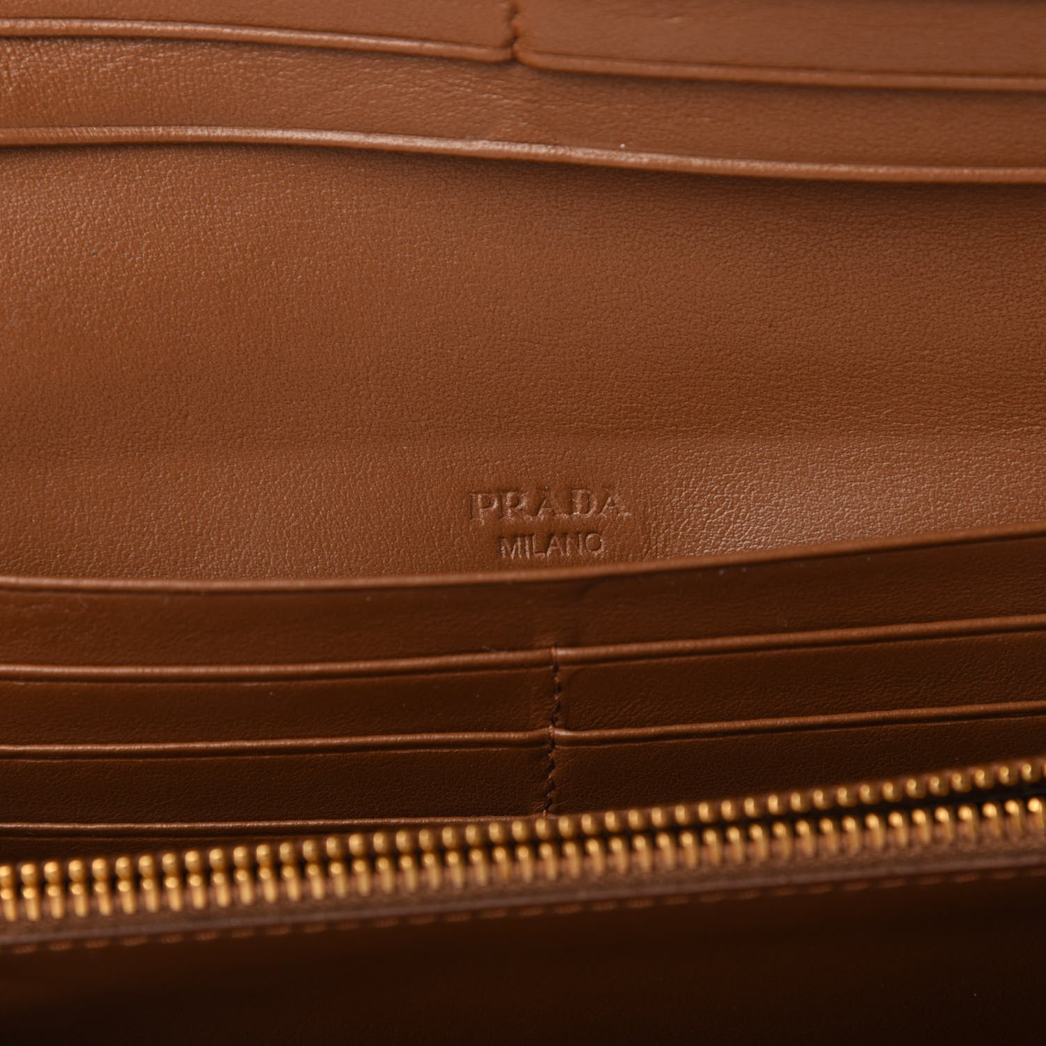 Prada Soft Calf Quilted Continental Flap Wallet Cannella 6 of 6