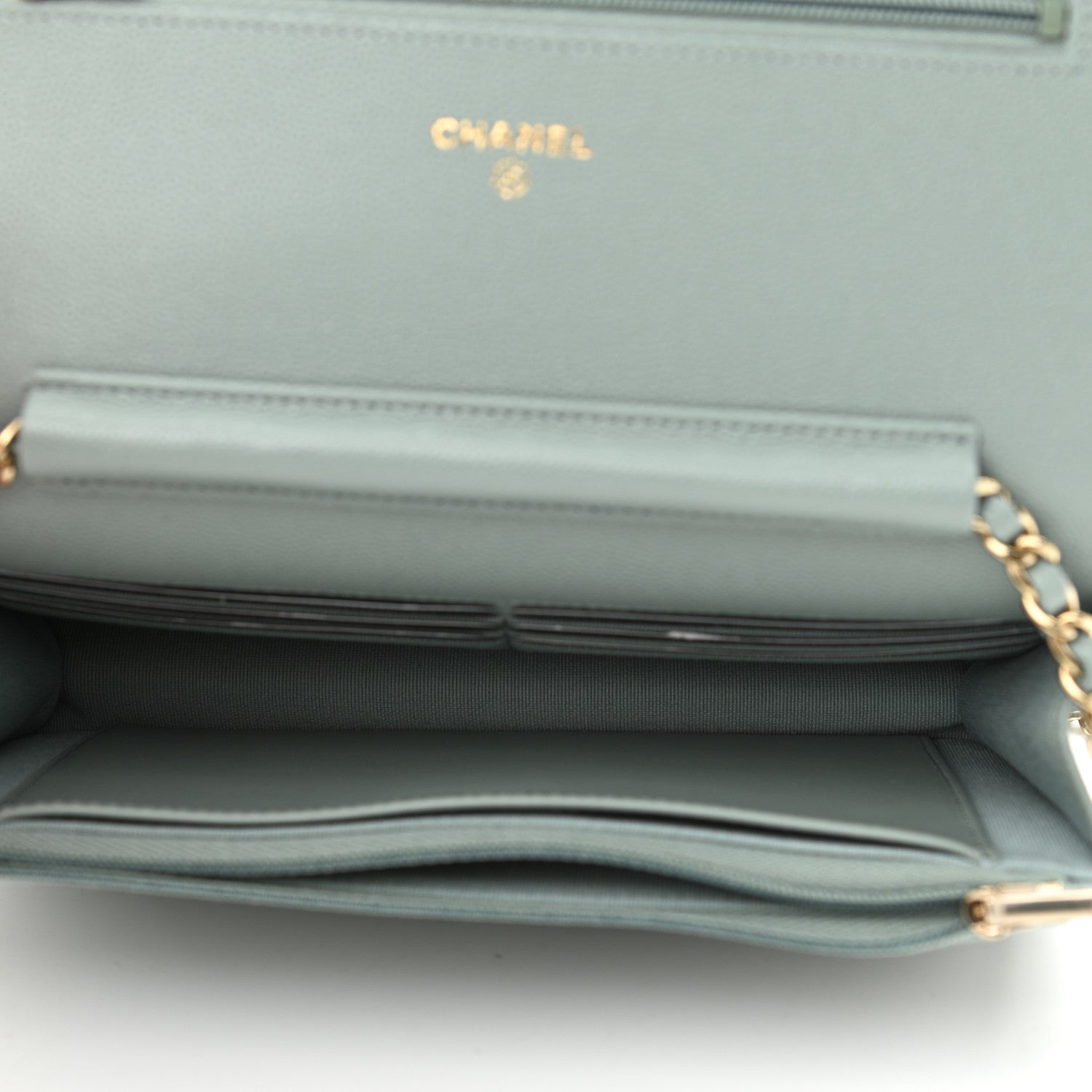 Chanel Caviar Quilted Wallet On Chain WOC Light Gray 4 of 11