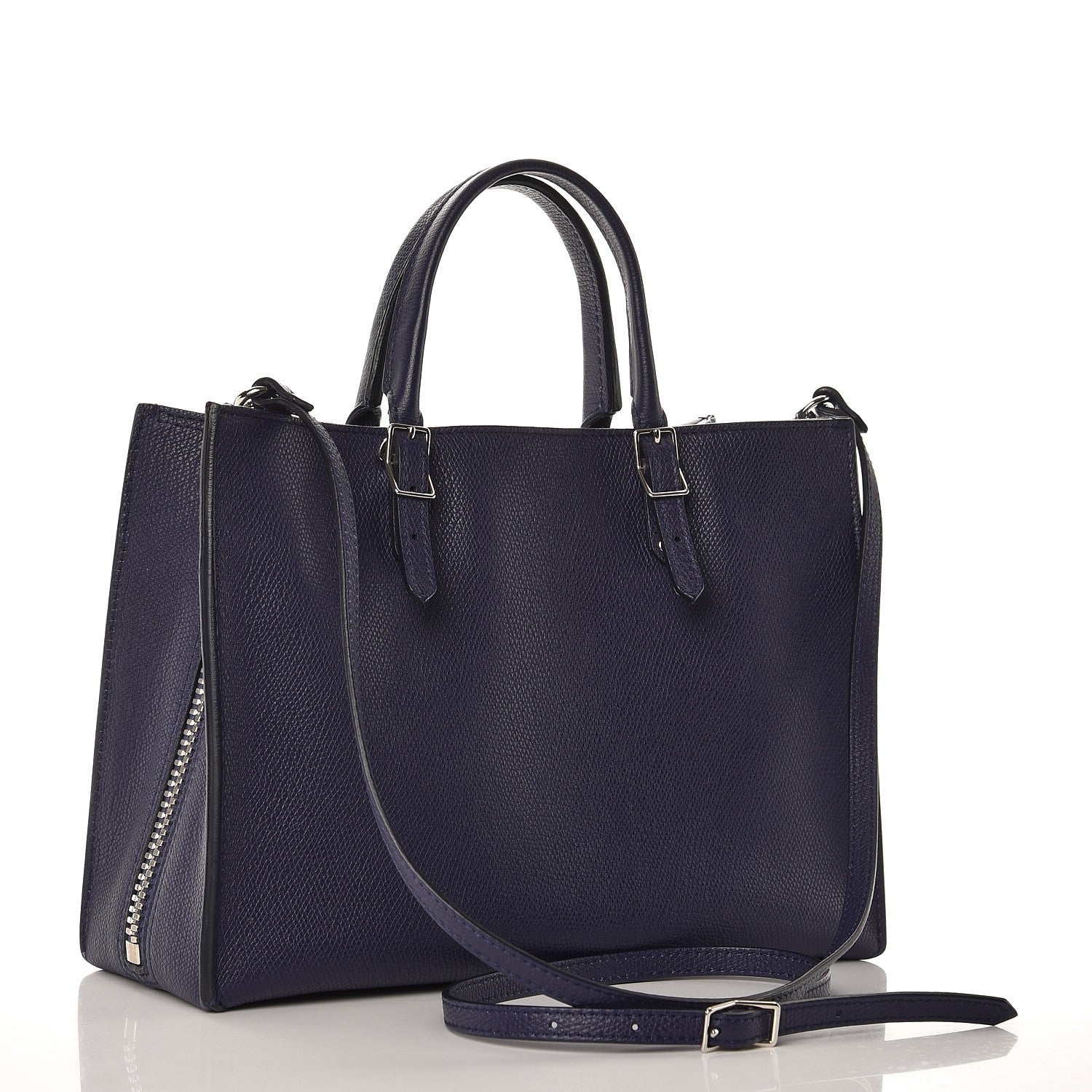 Balenciaga Grained Calfskin Papier A6 Zip Around Tote Bleu Indigo 5 of 10