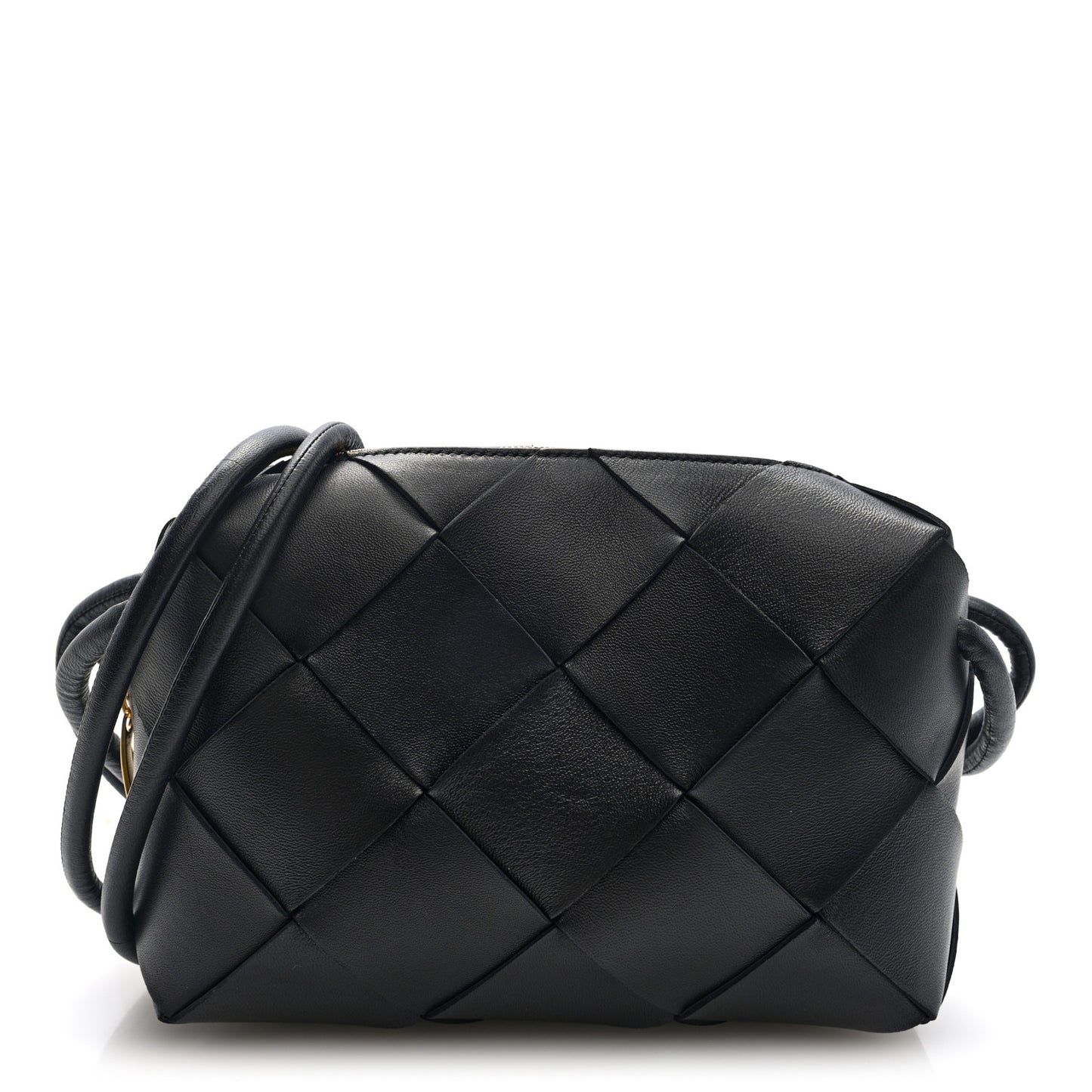 Lambskin Maxi Intrecciato Small Cassette Camera Bag Black