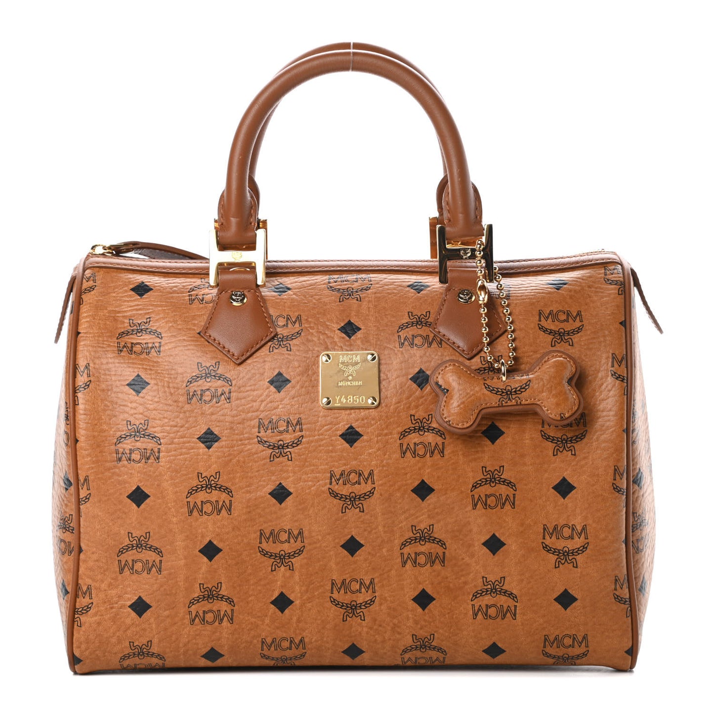 Visetos Dog Bone Boston Bag Cognac