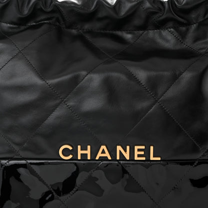 Chanel Shiny Calfskin Patent Quilted Small Chanel 22 Black 9 of 12