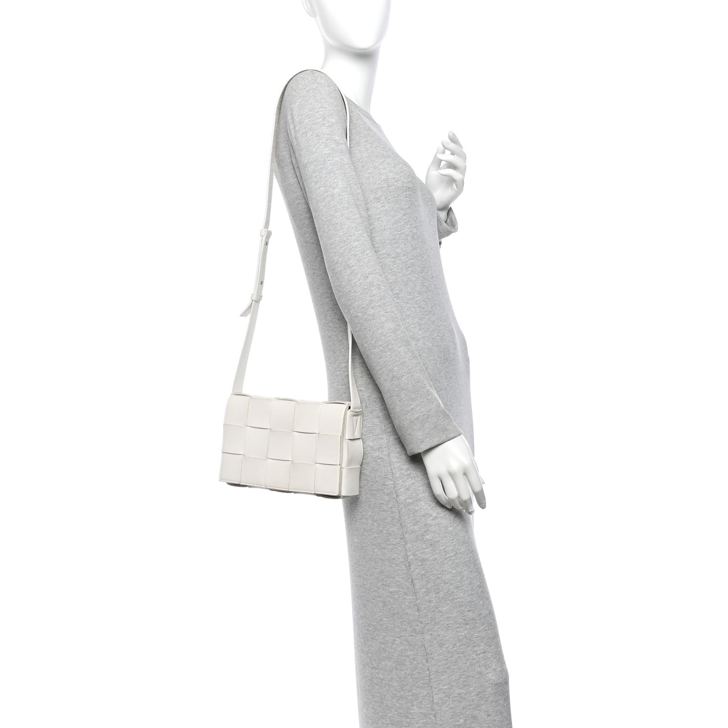 Lambskin Maxi Intrecciato Cassette Crossbody Bag White