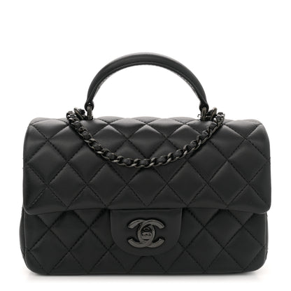 Chanel Lambskin Quilted Mini Top Handle Rectangular Flap So Black 1 of 11