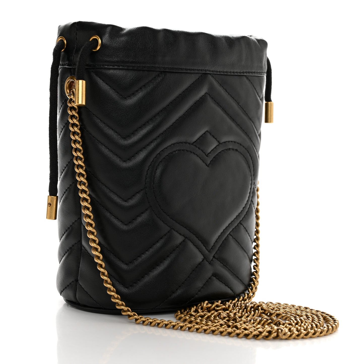 Calfskin Matelasse Mini GG Marmont 2.0 Bucket Bag Black
