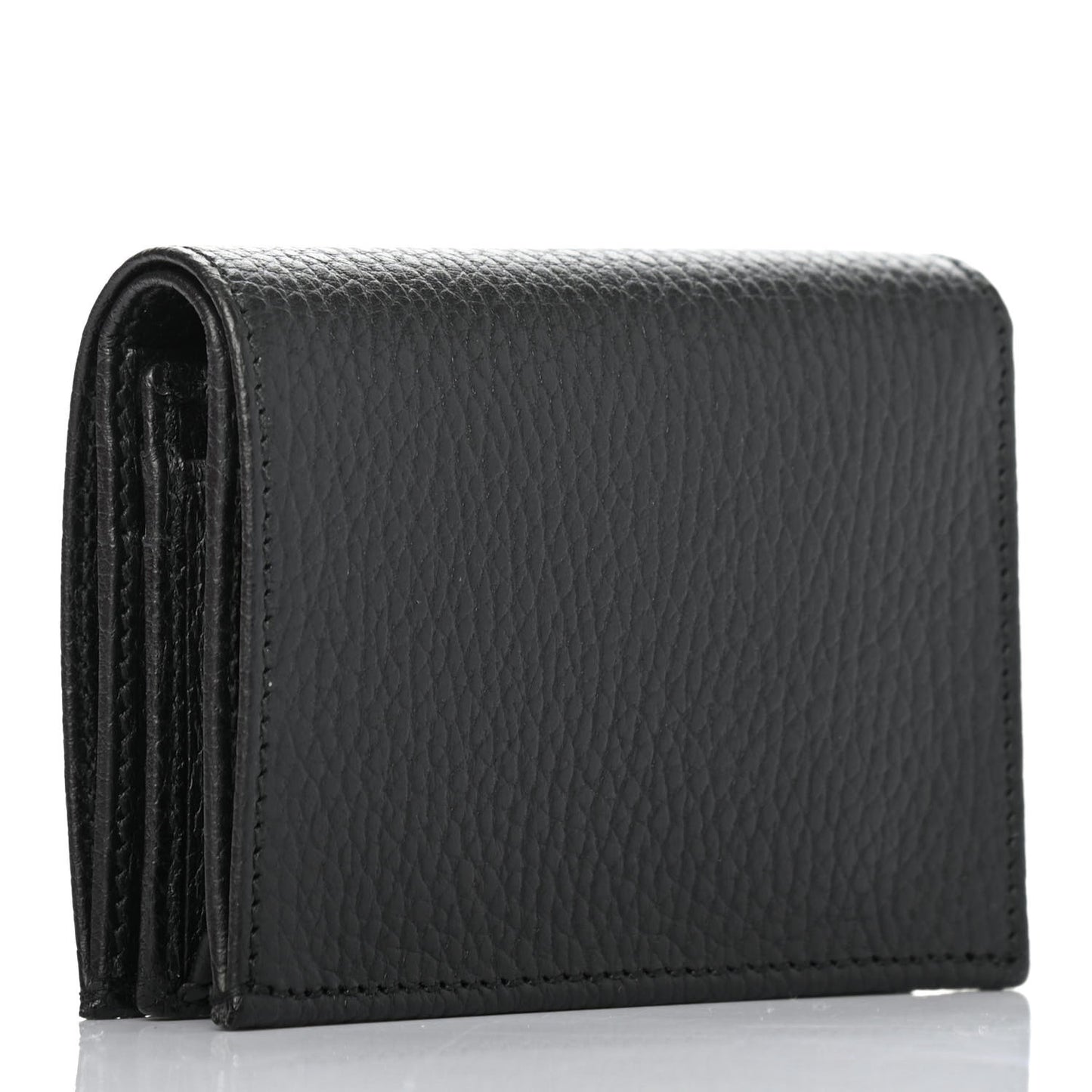 Pebbled Calfskin GG Marmont Card Case Black