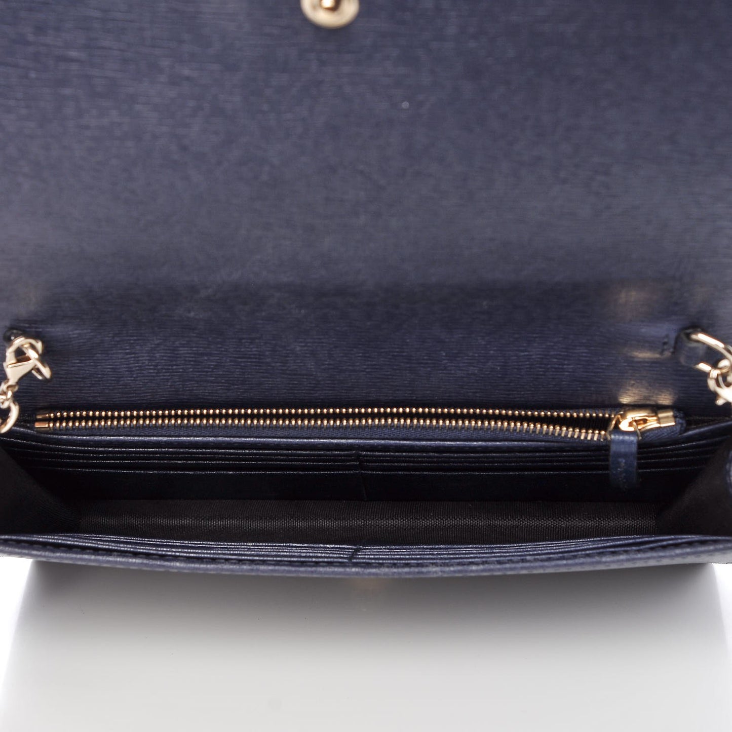 Textured Calfskin Medium Betty Chain Wallet Blue