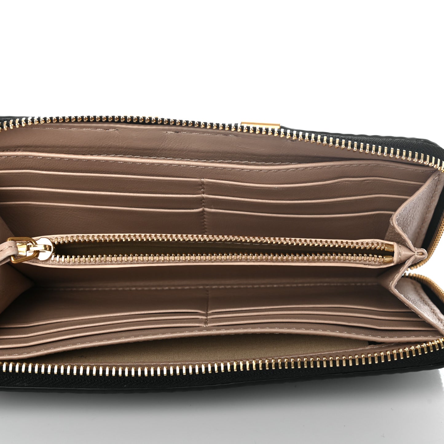 Grained Calfskin Marcie Long Zip Around Wallet Black