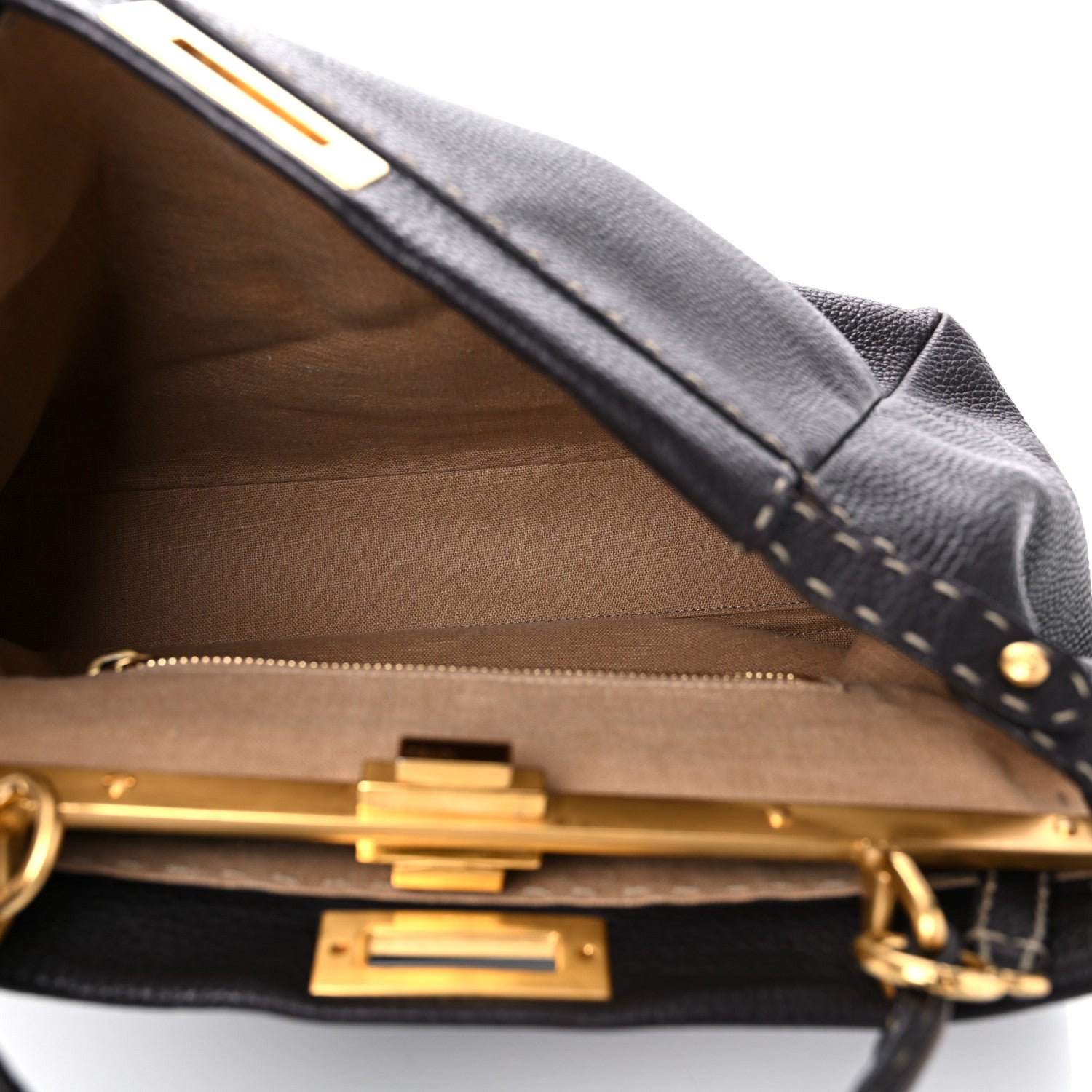Fendi Cuoio Romano Selleria Large Peekaboo Iconic Satchel Moro 12 of 15