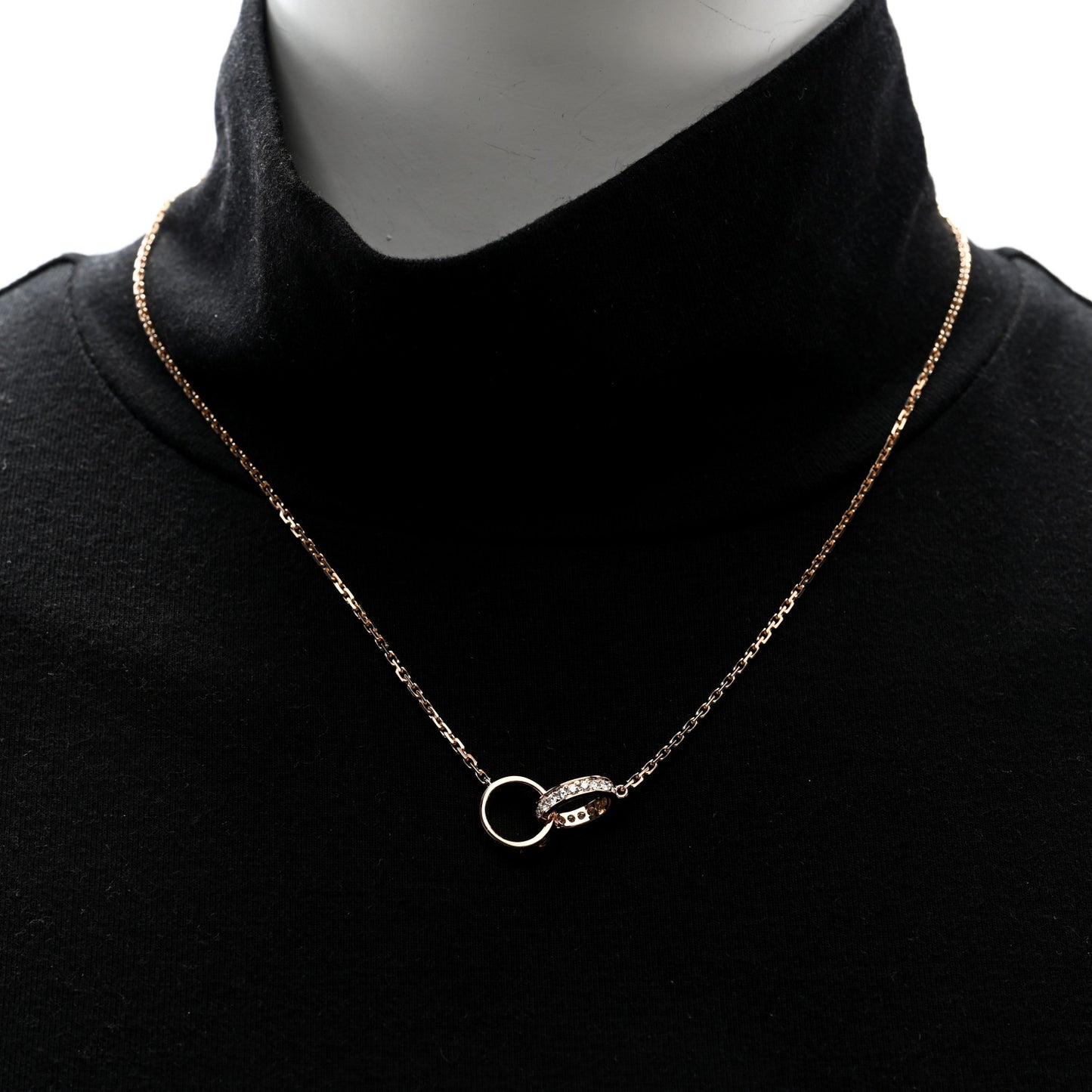 18K Pink Gold Diamond Interlocking LOVE Necklace