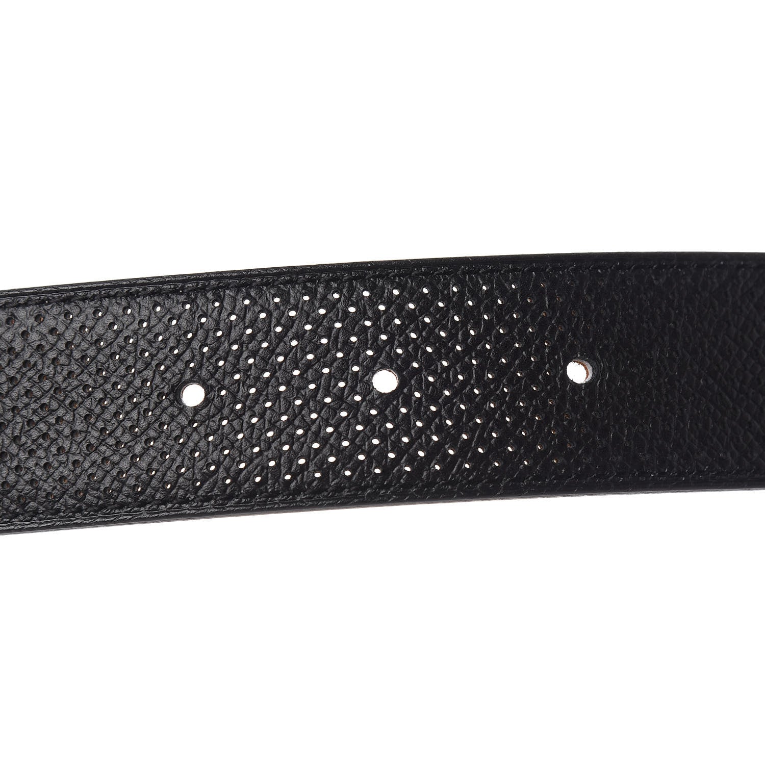 Hermes Epsom Perforated 32mm Belt Strap 75 Black Gold 4 of 6