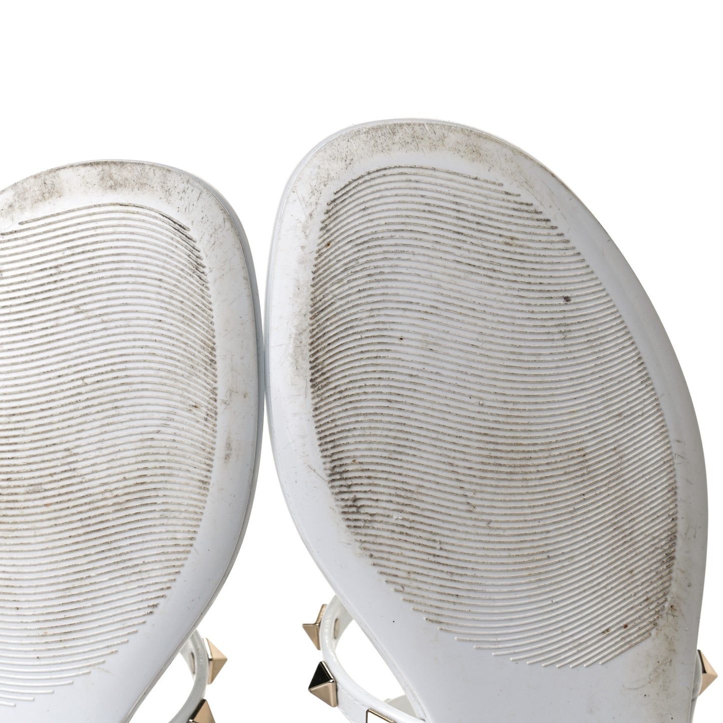 PVC Jelly Rockstud Caged Flat Thong Sandals 38 Optic White