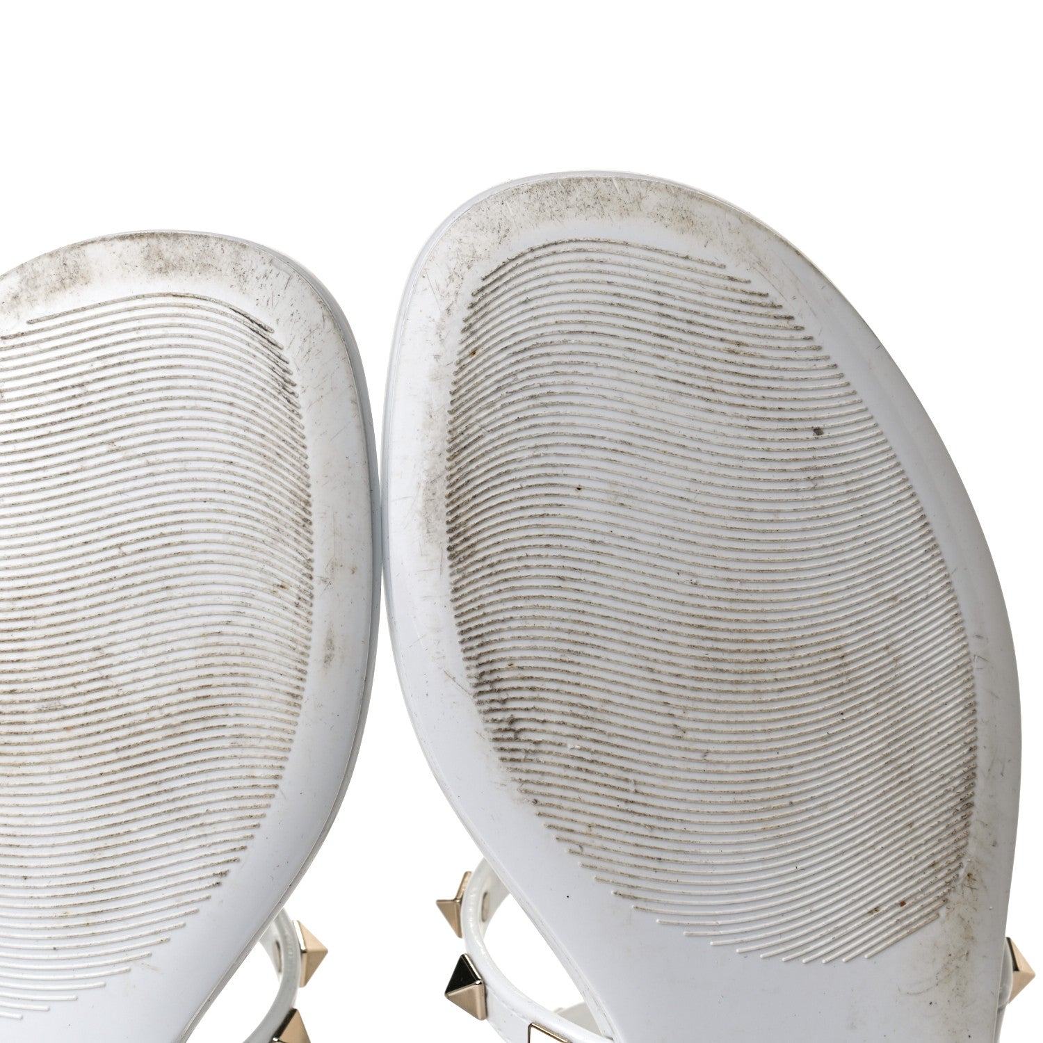 Valentino Garavani PVC Jelly Rockstud Caged Flat Thong Sandals 38 Optic White 9 of 10