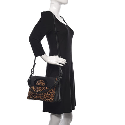 Christian Louboutin Calf Hair Leopard Print Passage Messenger Bag Black 2 of 10