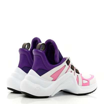 Louis Vuitton Calfskin Technical Nylon LV Archlight Sneakers 37.5 White Pink Purple 4 of 9