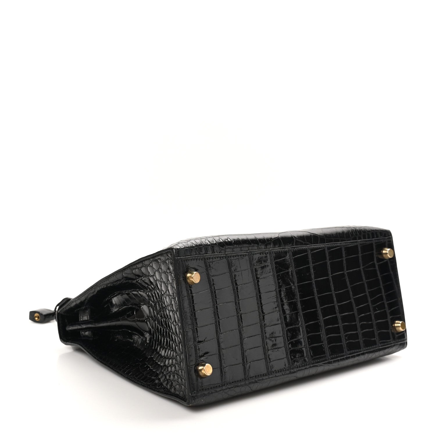 Hermes Shiny Porosus Crocodile Kelly Sellier 28 Black 4 of 10