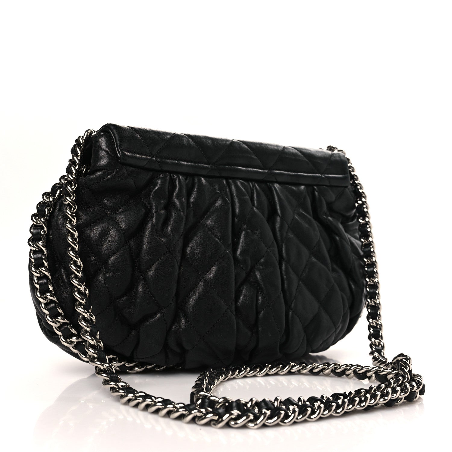 Chanel Washed Lambskin Quilted Chain Around Flap Black 3 of 10
