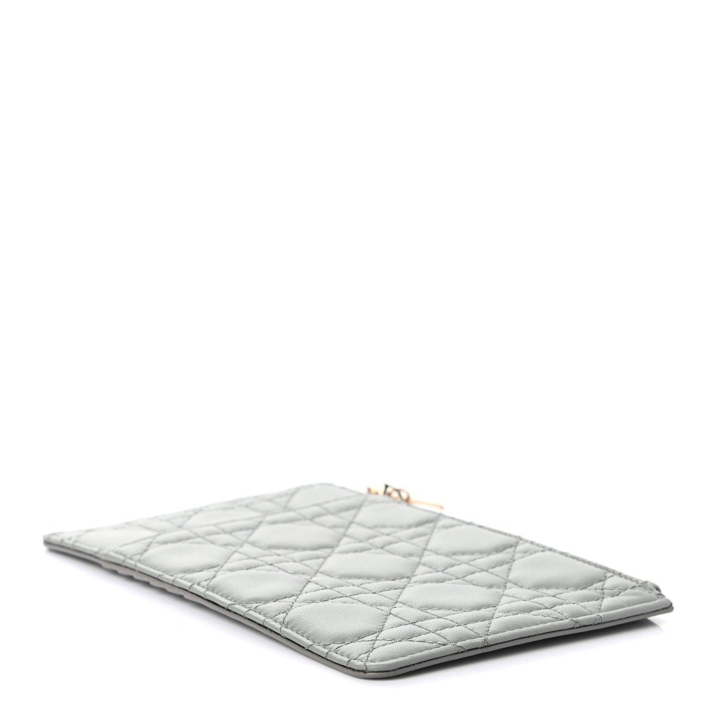 Lambskin Cannage Large Lady Dior Zip Wallet Grey