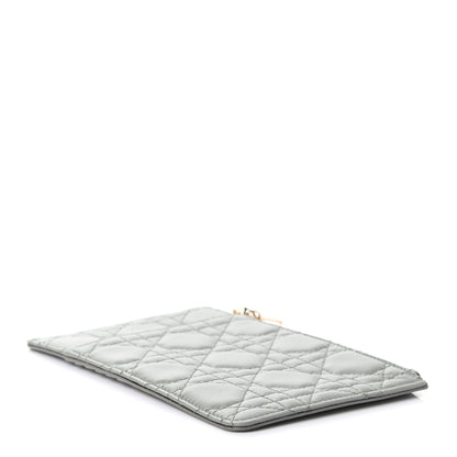 Christian Dior Lambskin Cannage Large Lady Dior Zip Wallet Grey 4 of 7