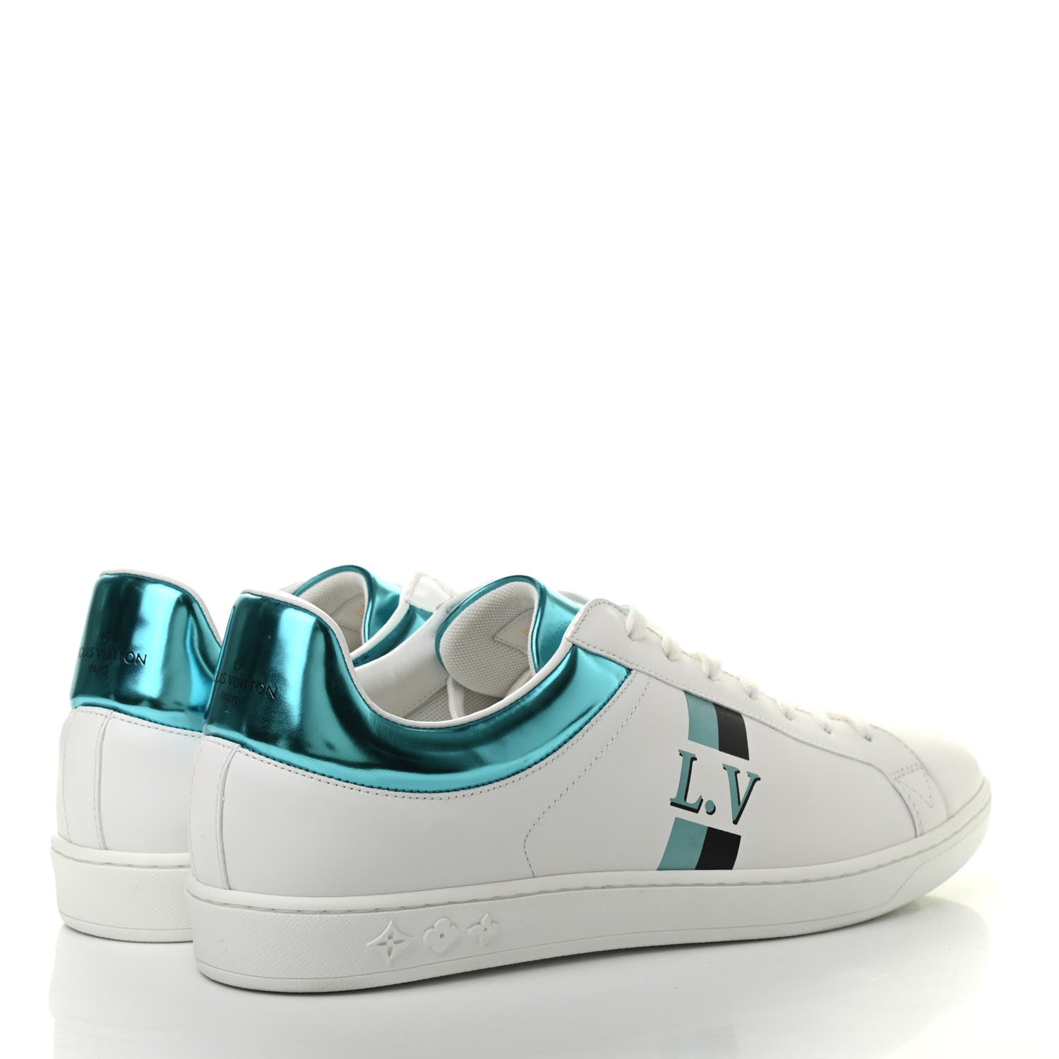 Louis Vuitton Calfskin Mens Luxembourg Sneakers 9 White Bleu 4 of 11