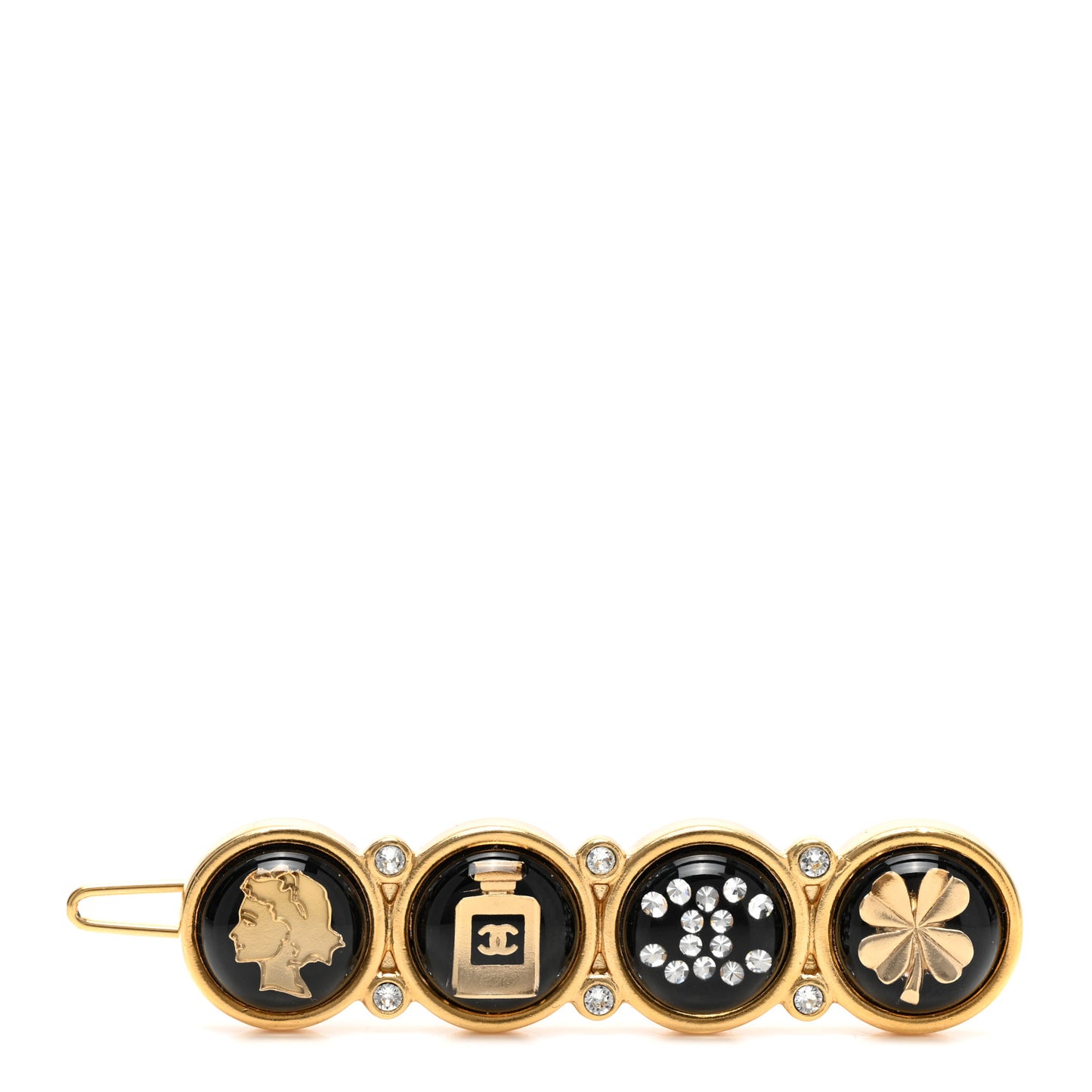 Metal Resin Enamel Crystal CC Hair Clip Barrette Gold Black