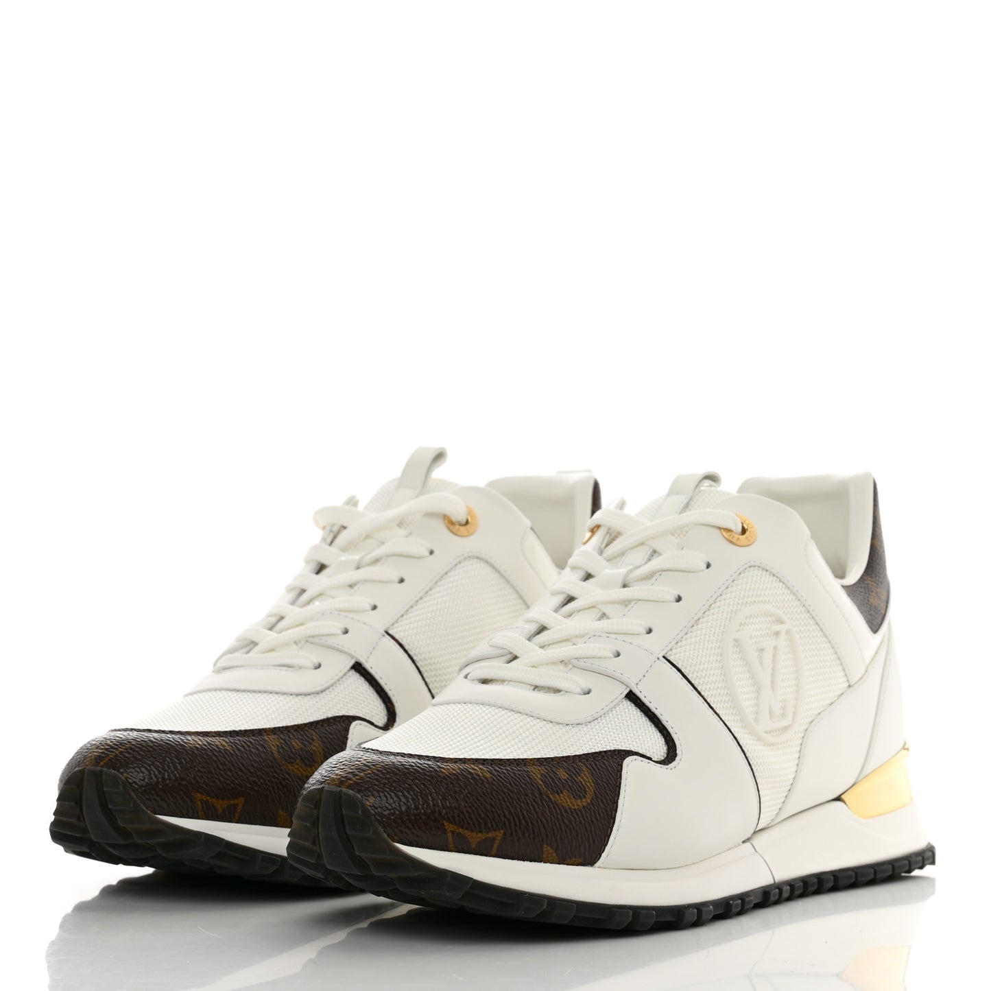 Calfskin Monogram Run Away Sneakers 41 White