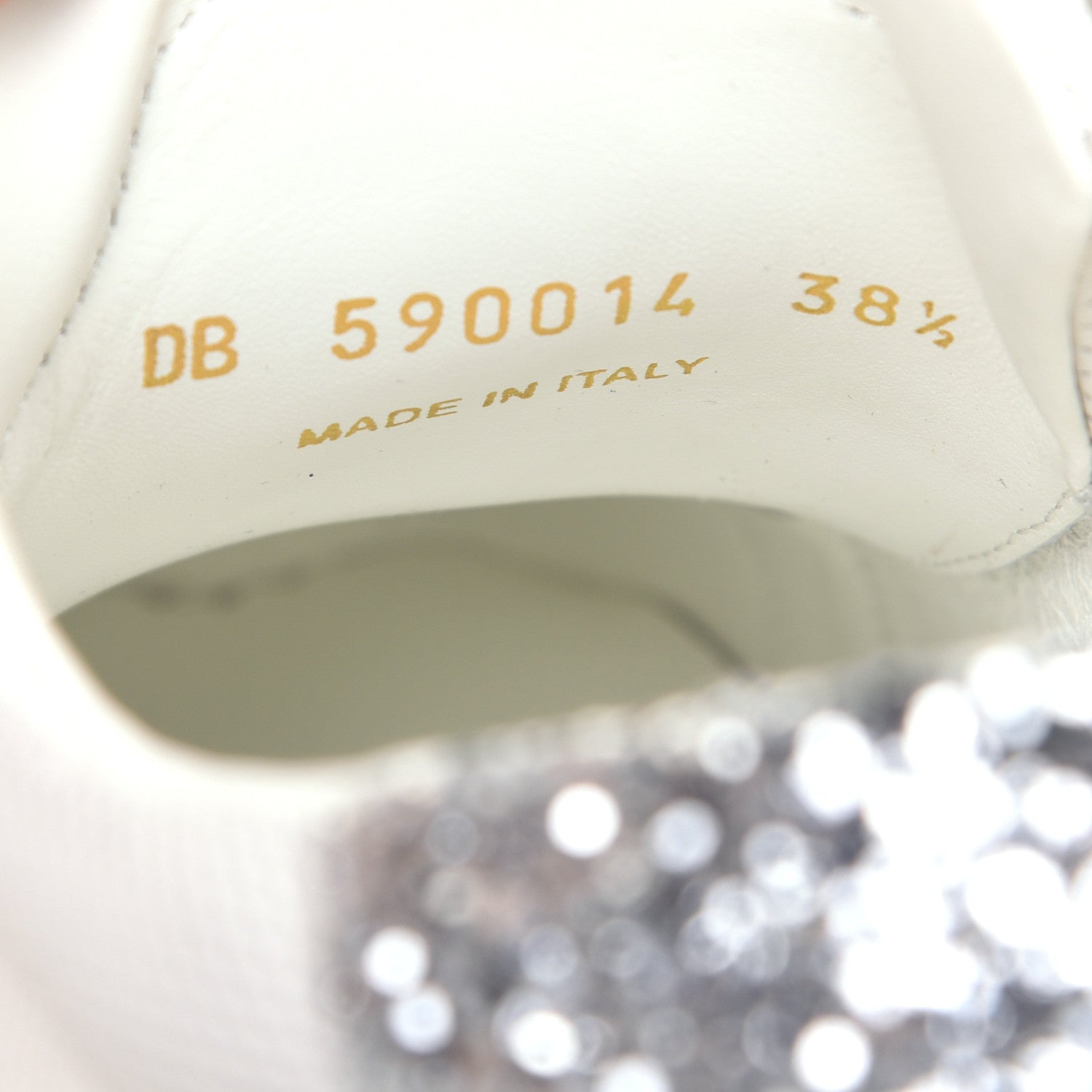 Saint Laurent Perforated Calfskin Glitter Andy Low Top Sneakers 38.5 White Silver 8 of 8