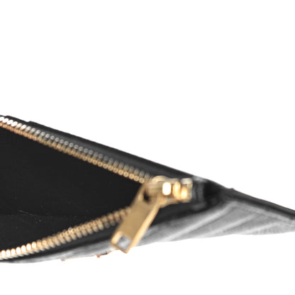 Saint Laurent Grain De Poudre Matelasse Chevron Cassandre Fragments Zippered Card Case Black 5 of 11