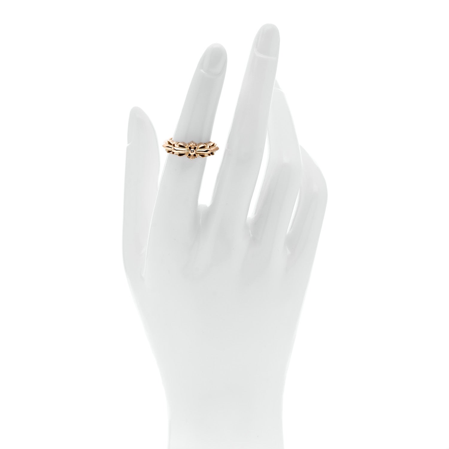 Chrome Hearts 22K Yellow Gold Floral Cross Ring 50 5.25 1768718